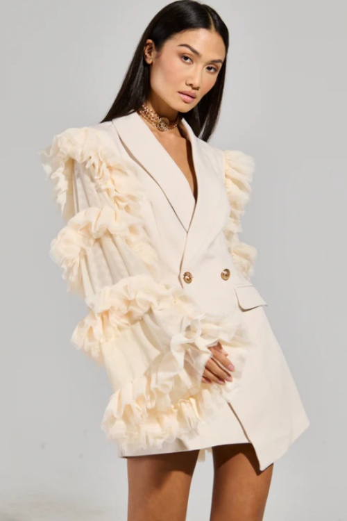 Niche long autumn coat stereoscopic slim dress for women