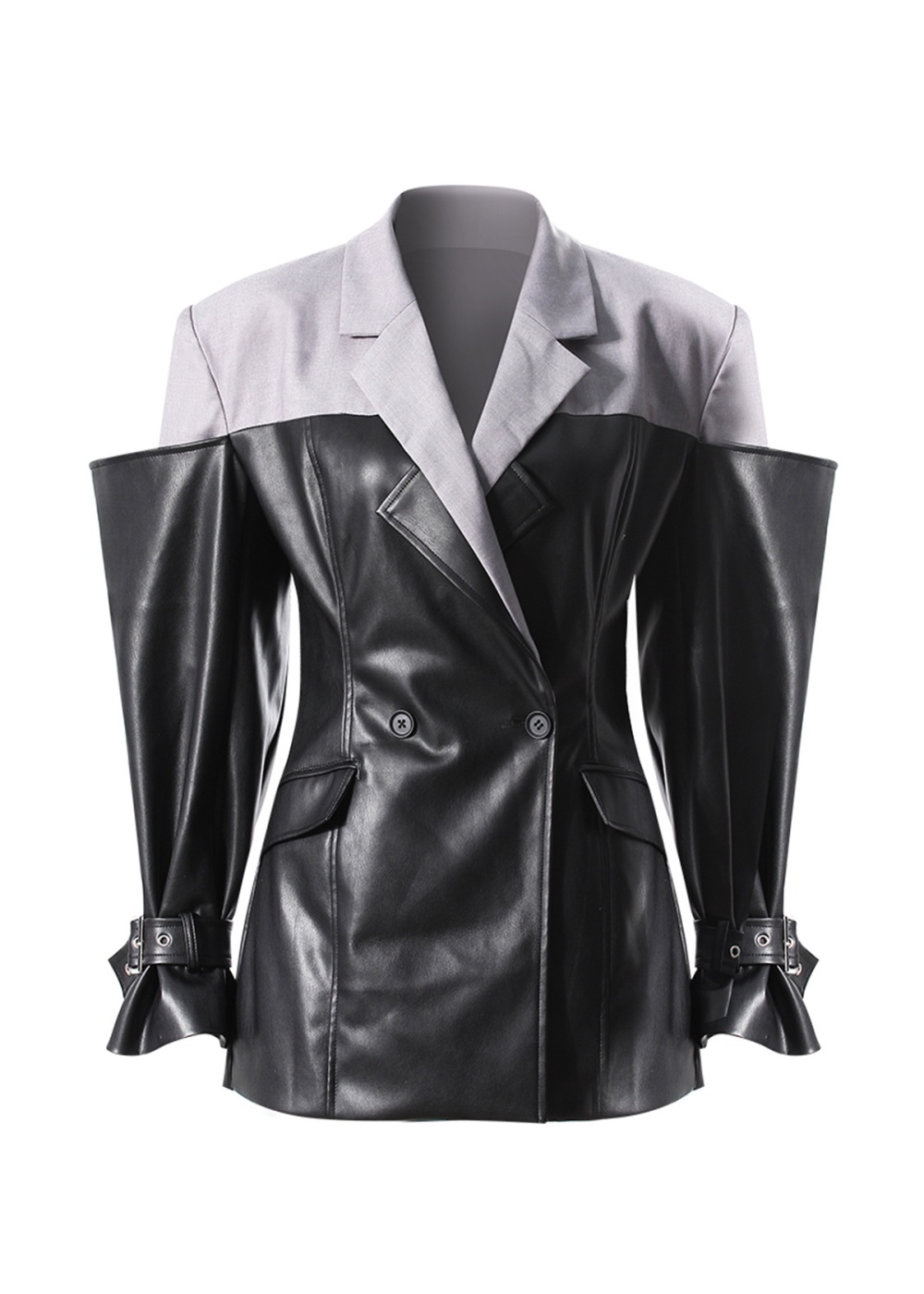 Splice autumn PU coat neutral loose jacket for women