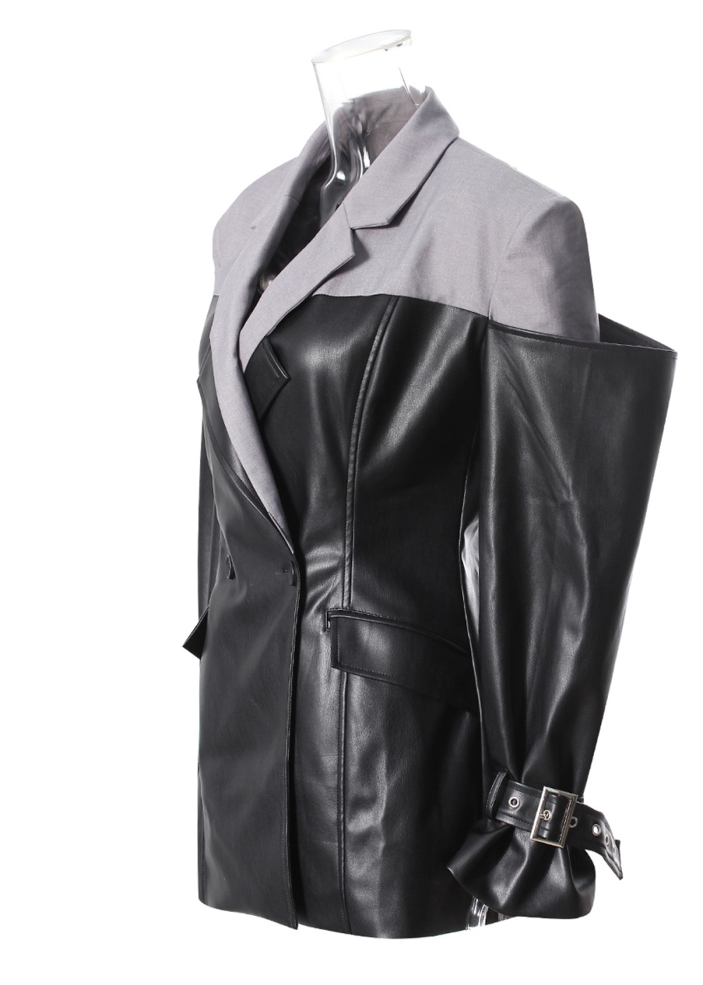 Splice autumn PU coat neutral loose jacket for women