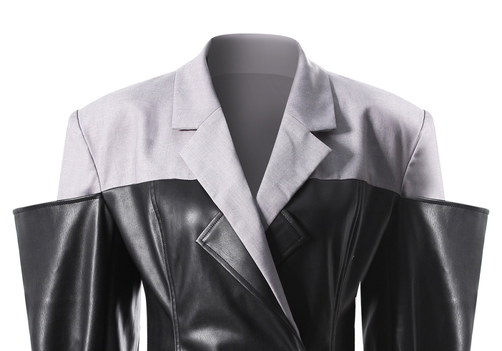 Splice autumn PU coat neutral loose jacket for women