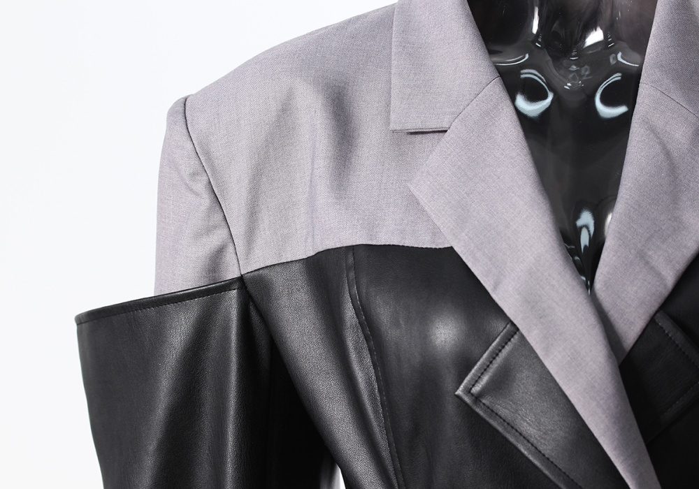 Splice autumn PU coat neutral loose jacket for women