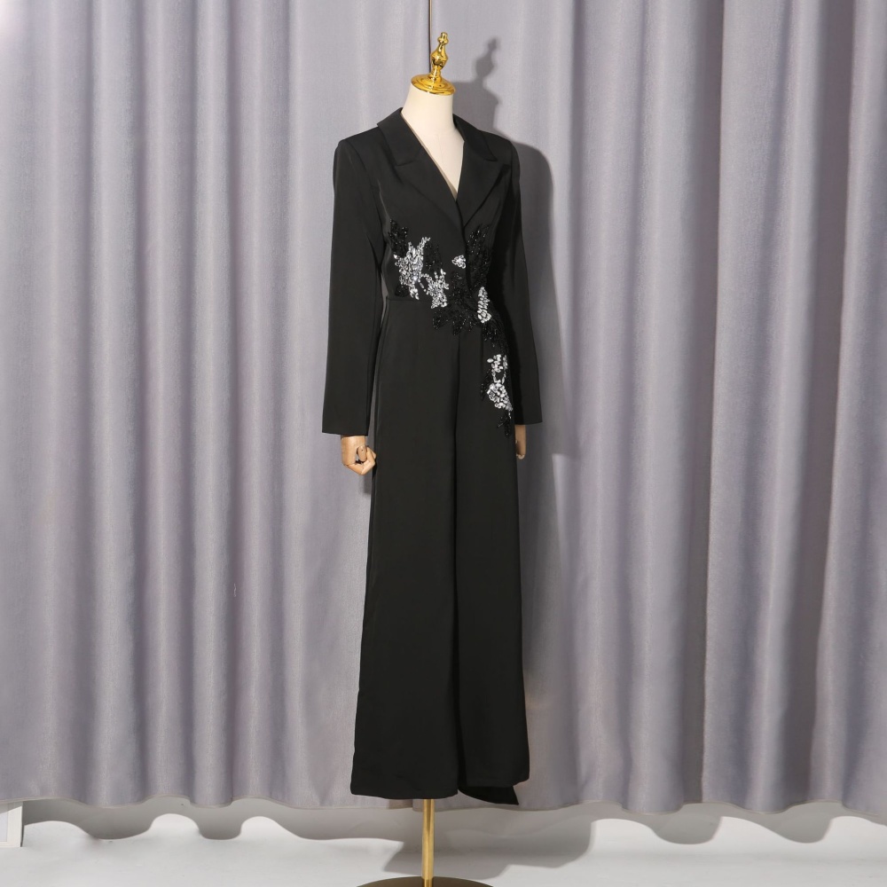 Commuting colors wide leg pants pinched waist elegant jumpsuit