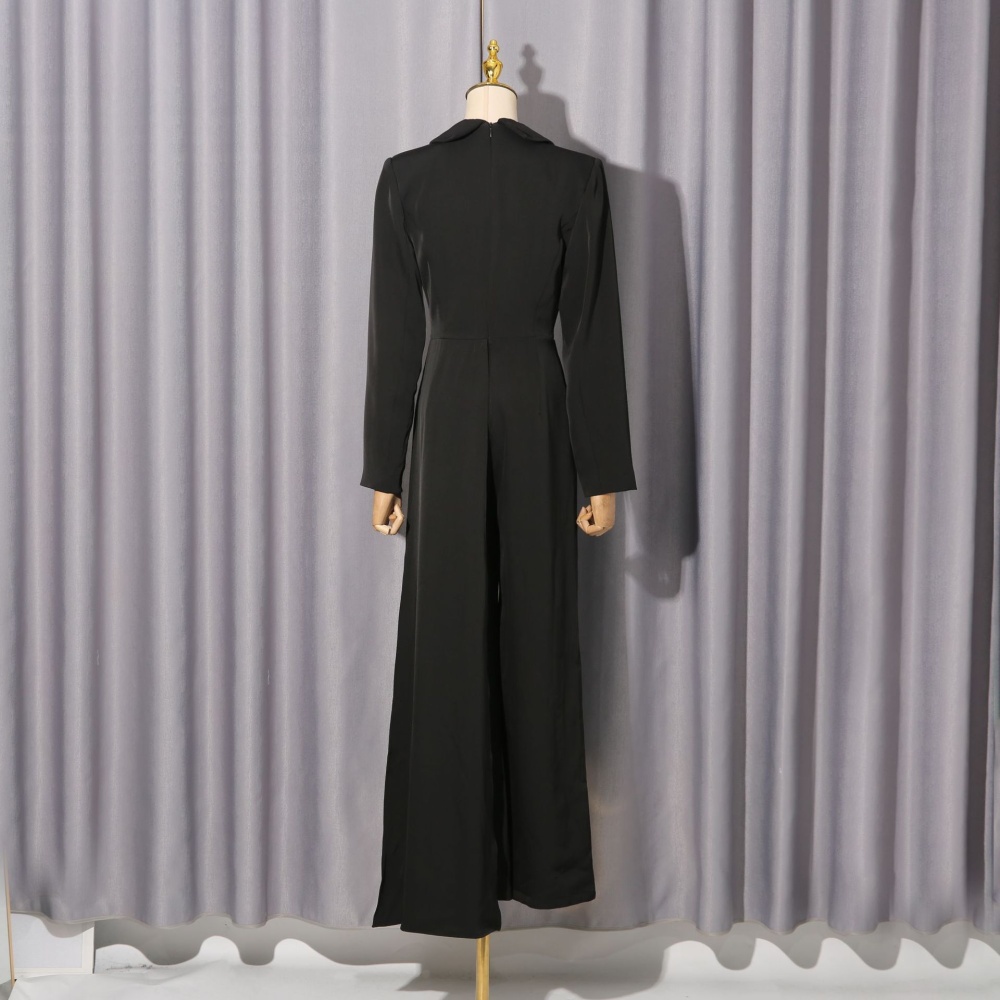 Commuting colors wide leg pants pinched waist elegant jumpsuit