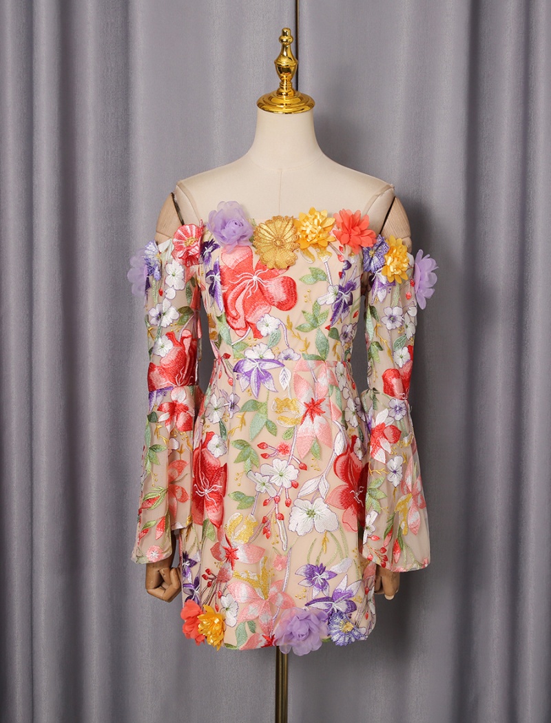 Autumn formal dress horizontal collar dress