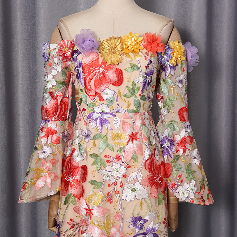 Autumn formal dress horizontal collar dress