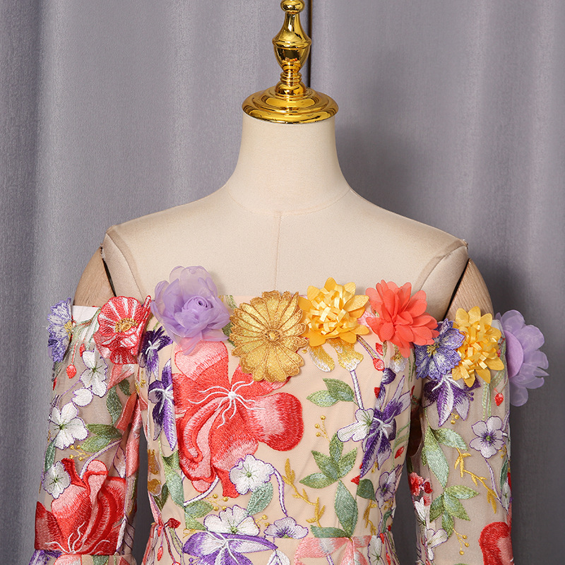 Autumn formal dress horizontal collar dress