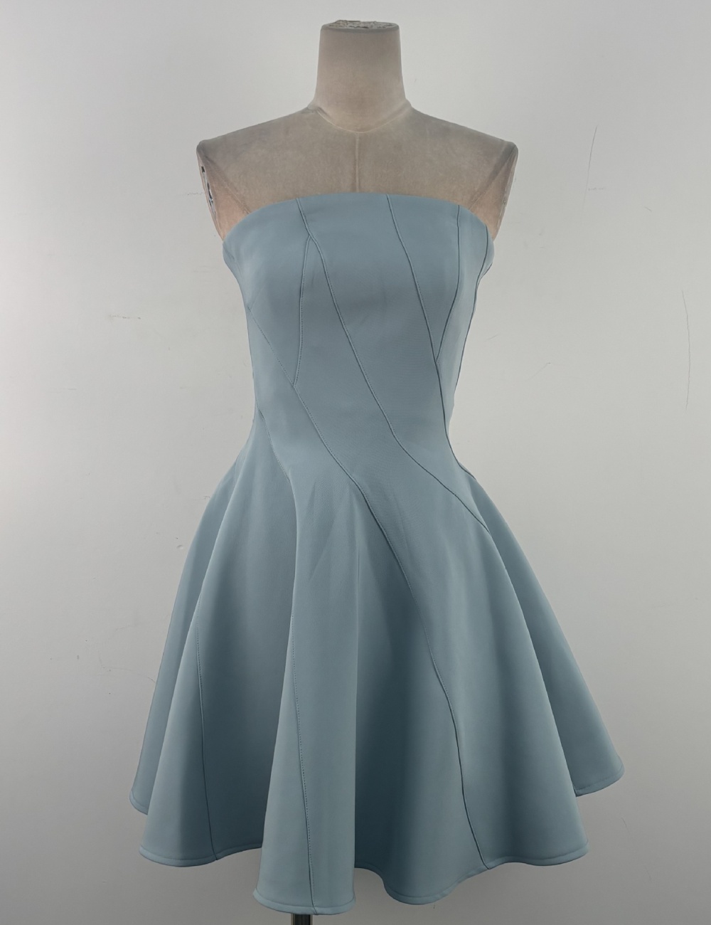 Pinched waist blue formal dress niche elegant T-back
