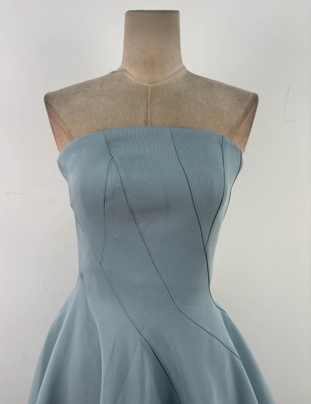 Pinched waist blue formal dress niche elegant T-back