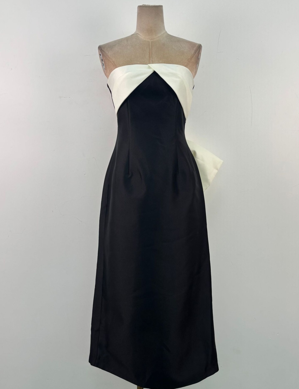 Mixed colors temperament dress pinched waist formal dress