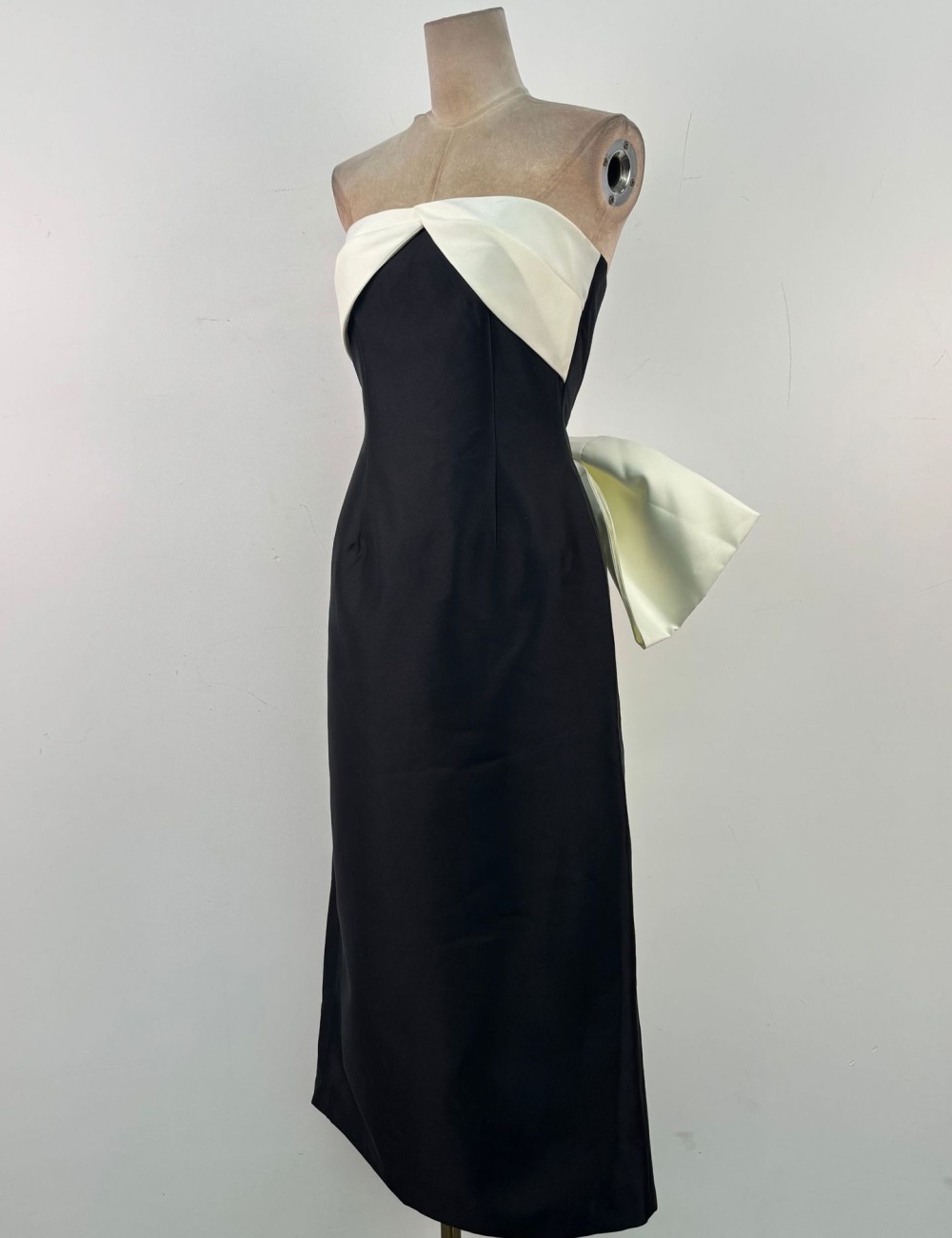 Mixed colors temperament dress pinched waist formal dress