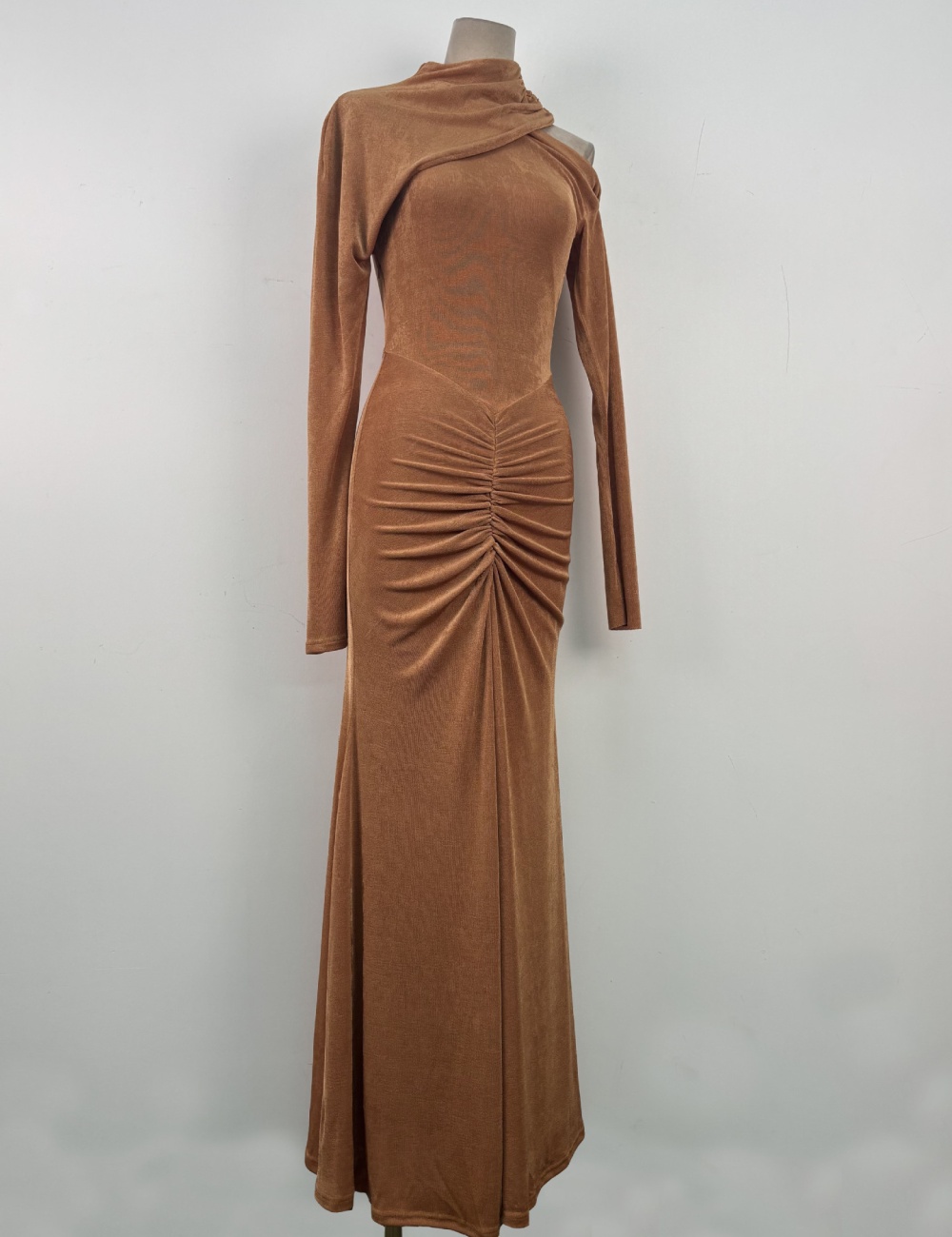 Fold elasticity dress niche temperament long dress