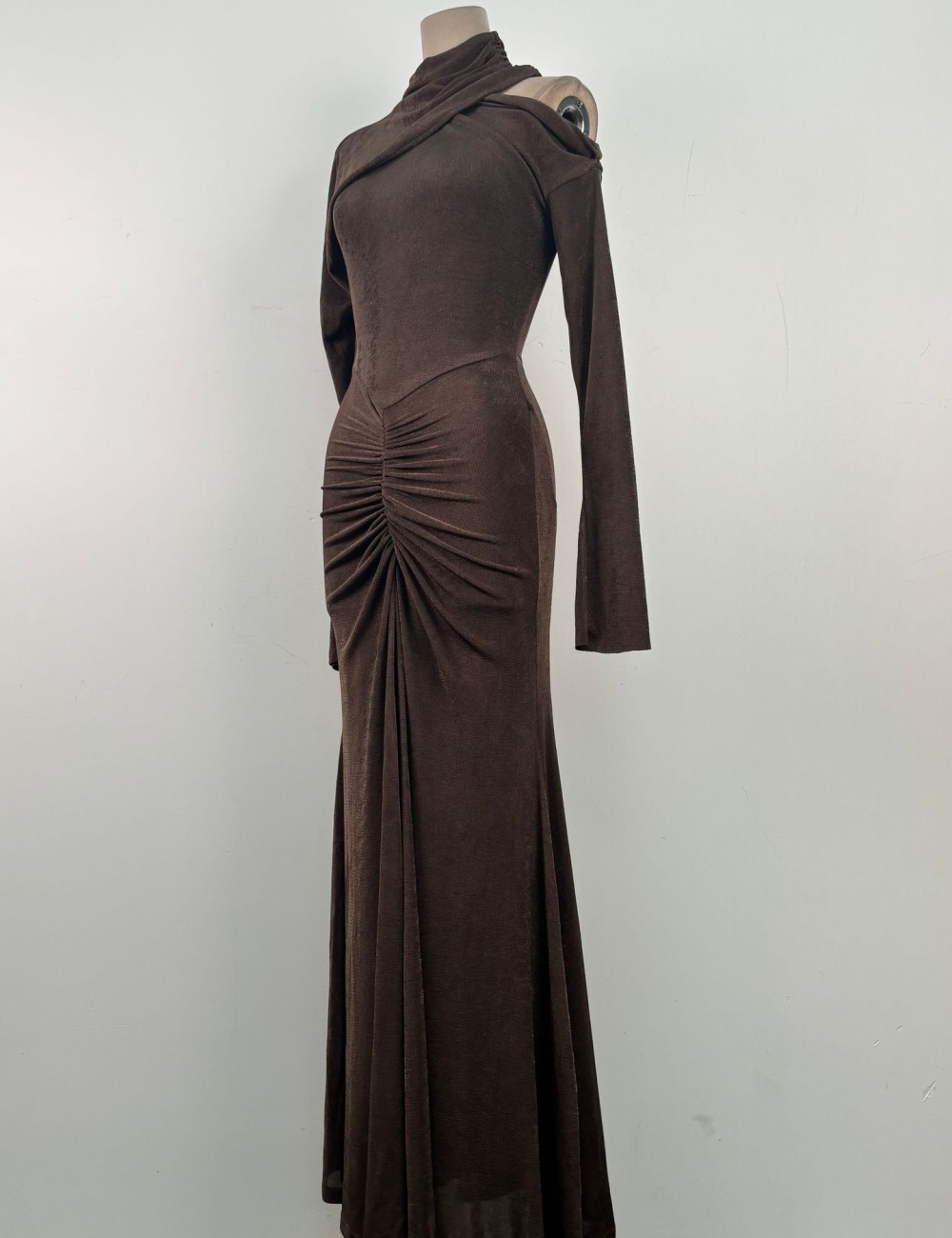 Fold elasticity dress niche temperament long dress