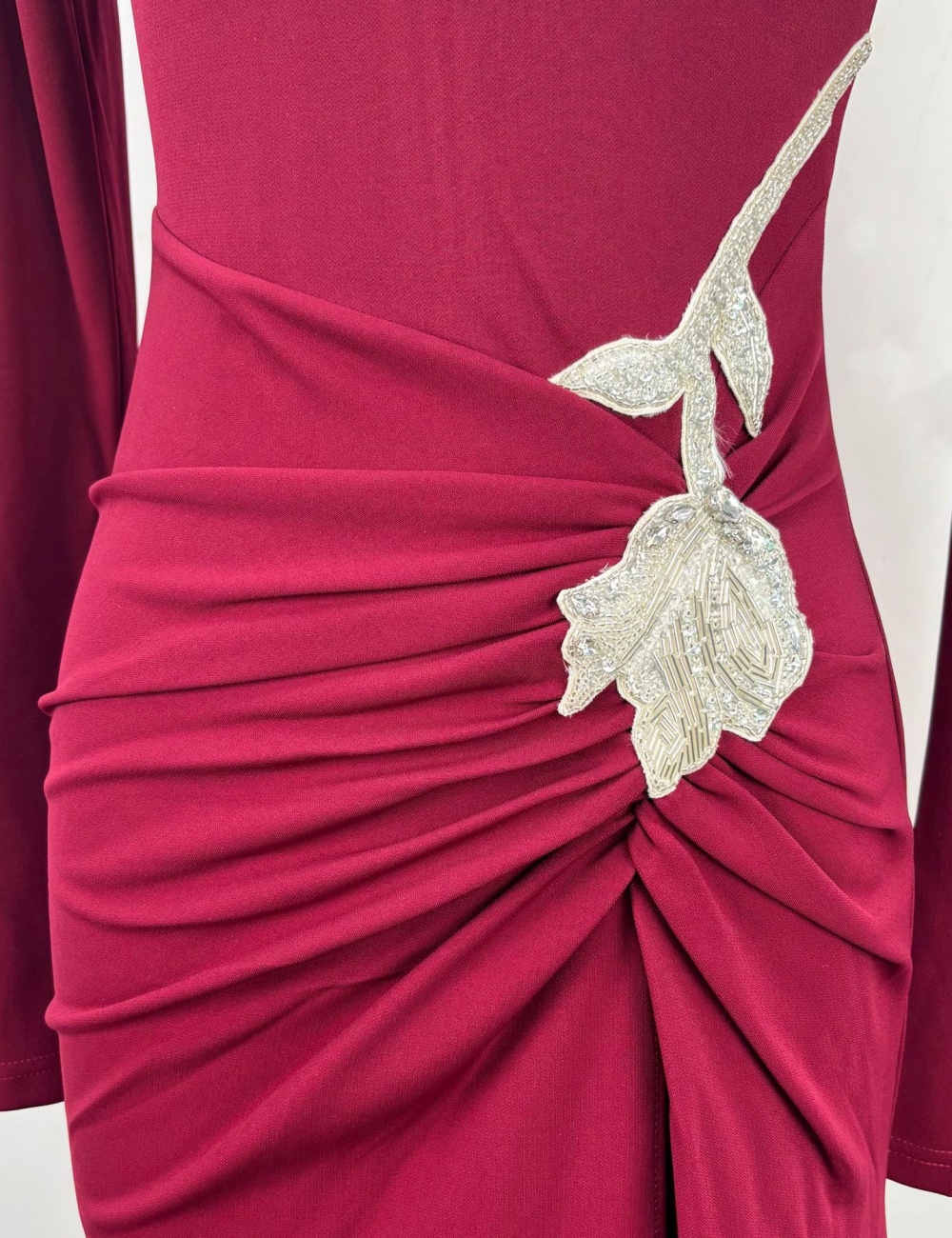 Temperament fold slim dress niche flowers long dress
