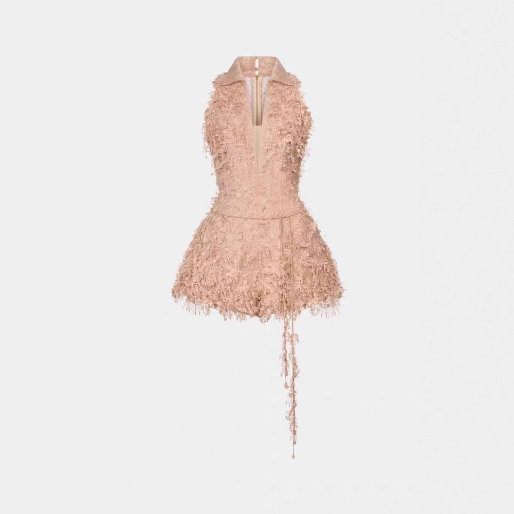 V-neck niche lace shorts slim temperament sleeveless jumpsuit