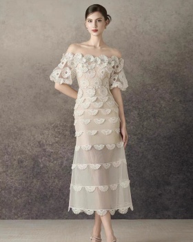 Elegant stereoscopic long dress pinched waist niche dress