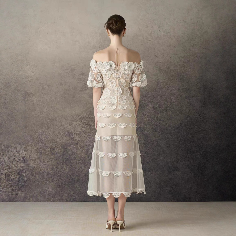 Elegant stereoscopic long dress pinched waist niche dress