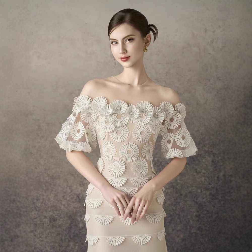 Elegant stereoscopic long dress pinched waist niche dress