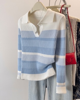 Temperament slim bottoming shirt stripe sweater