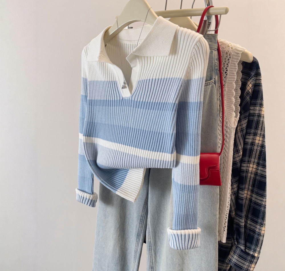 Temperament slim bottoming shirt stripe sweater
