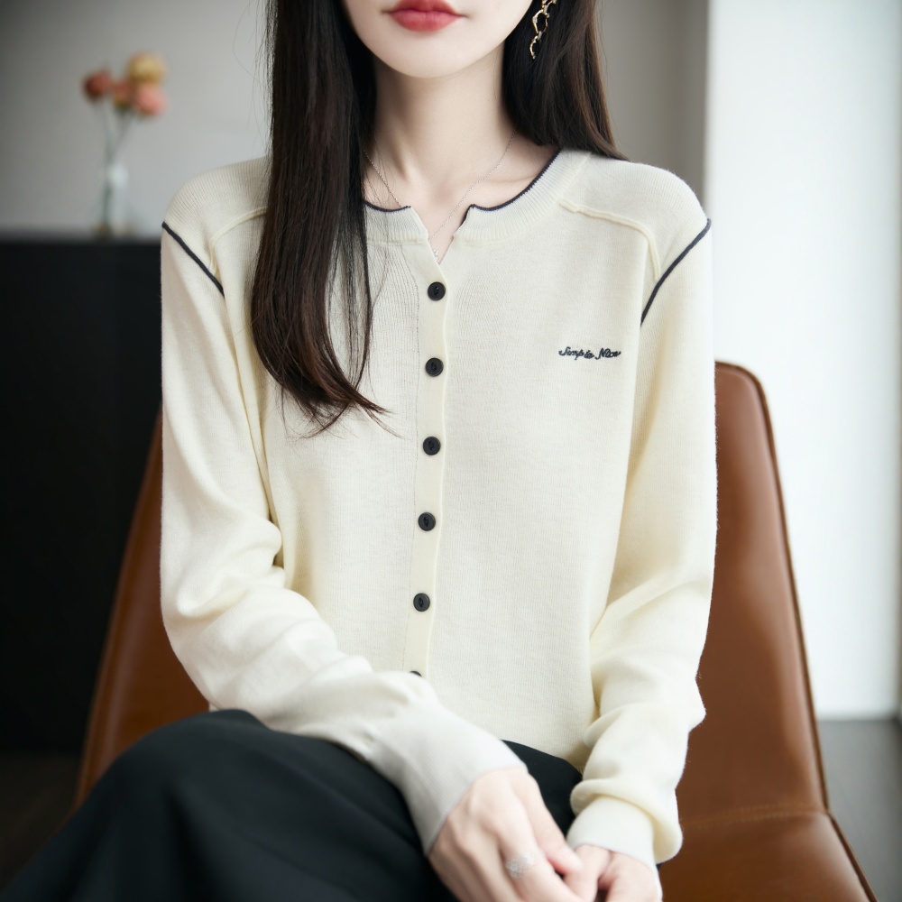 Mixed colors loose tops embroidery slim coat for women