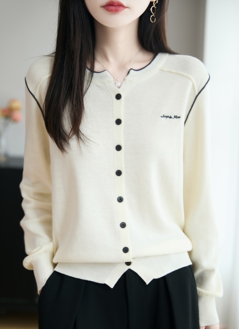 Mixed colors loose tops embroidery slim coat for women