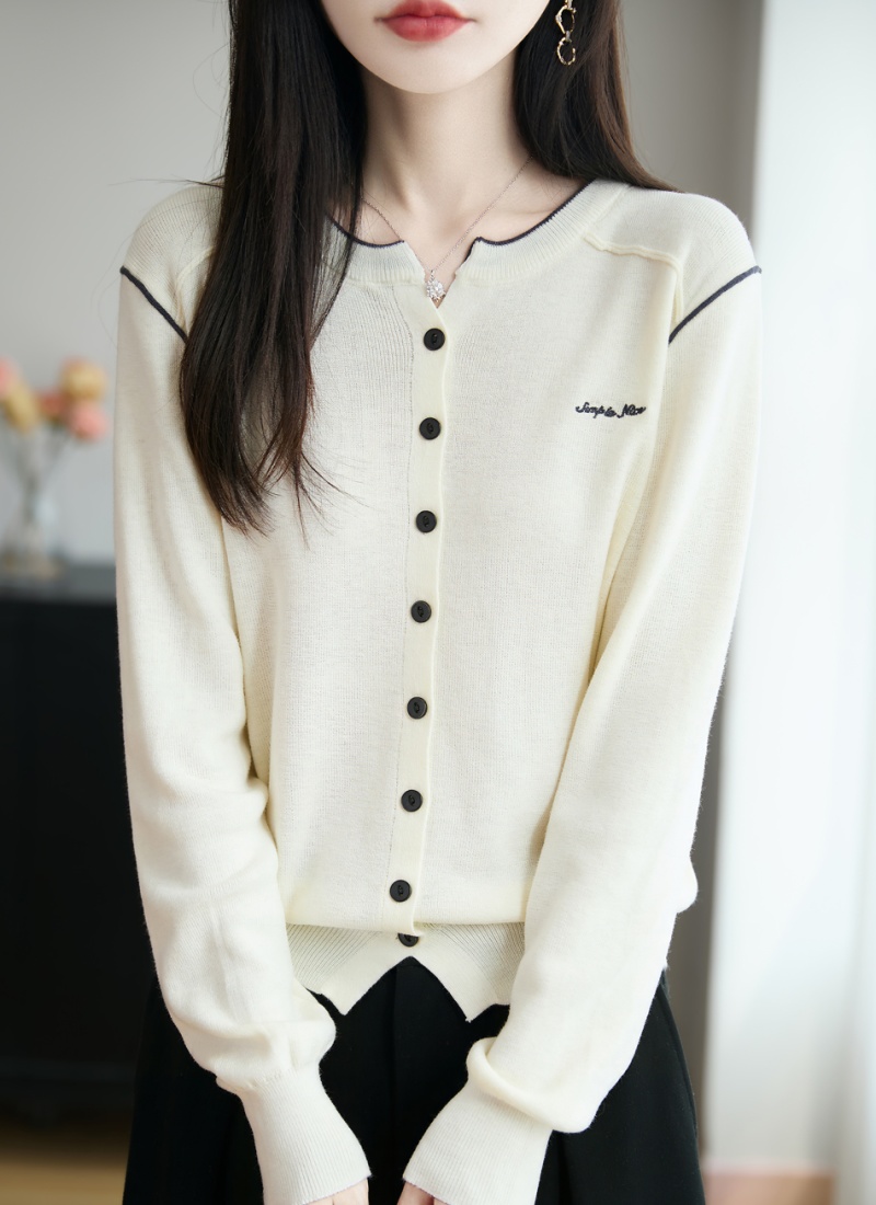 Mixed colors loose tops embroidery slim coat for women