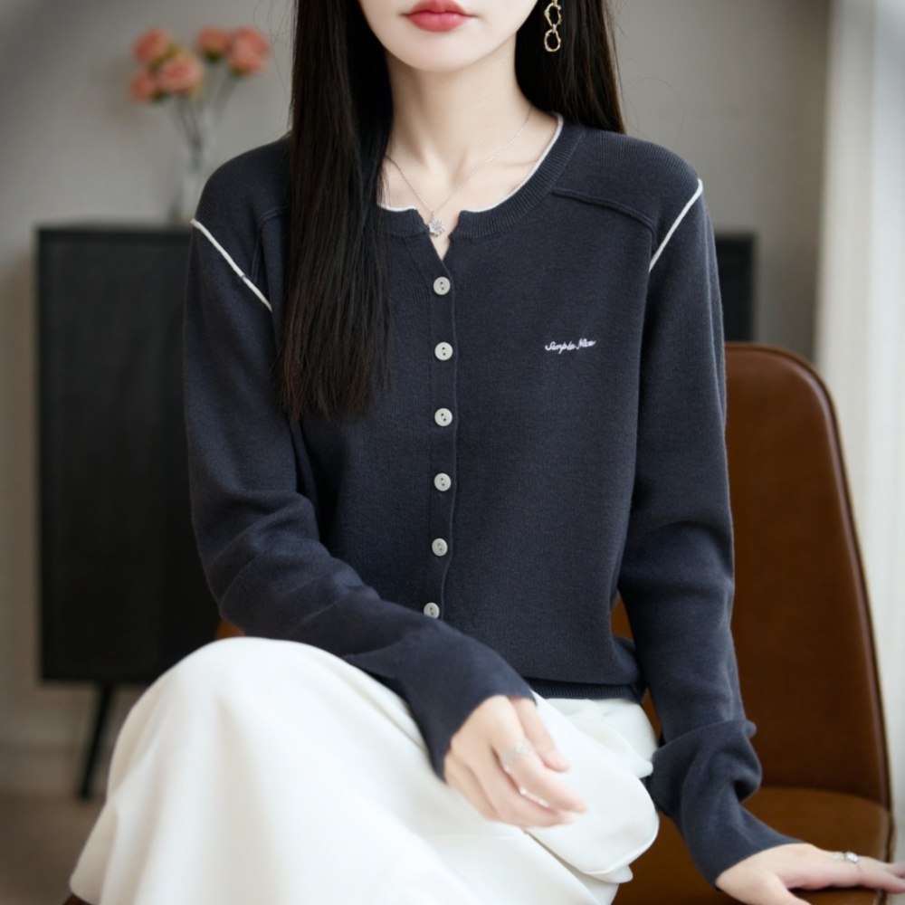 Mixed colors loose tops embroidery slim coat for women