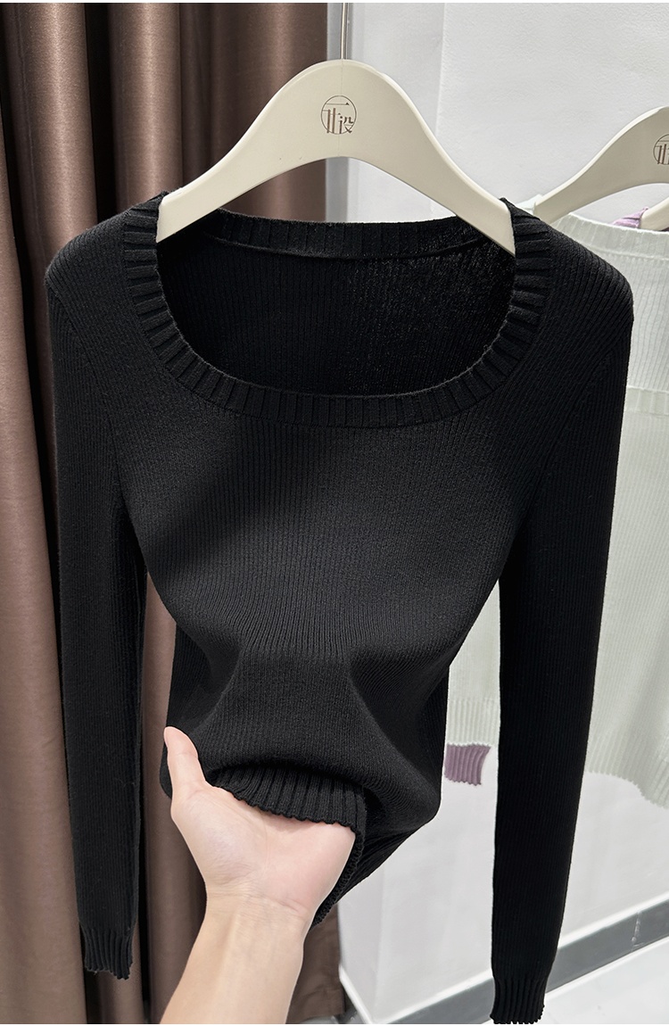 Inside the ride knitted bottoming shirt slim tops for women
