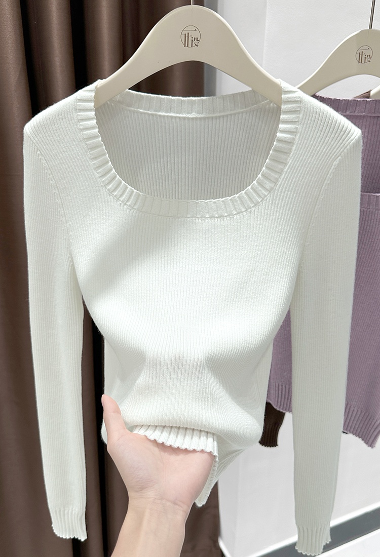 Inside the ride knitted bottoming shirt slim tops for women