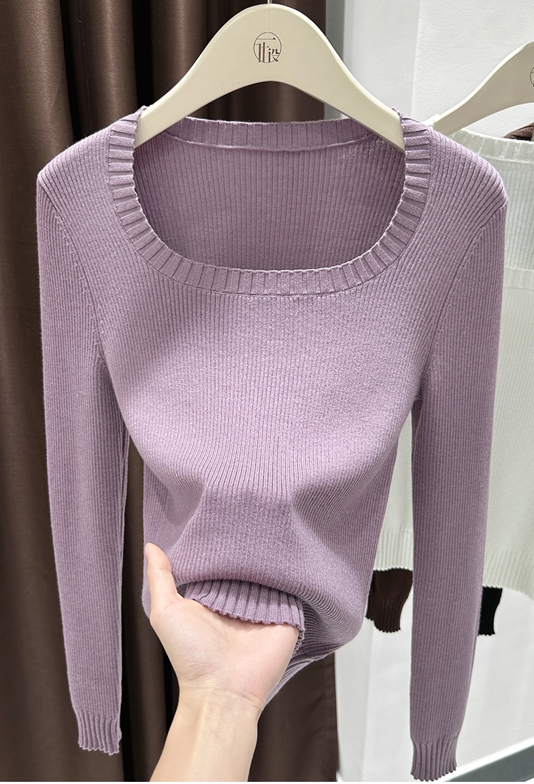 Inside the ride knitted bottoming shirt slim tops for women
