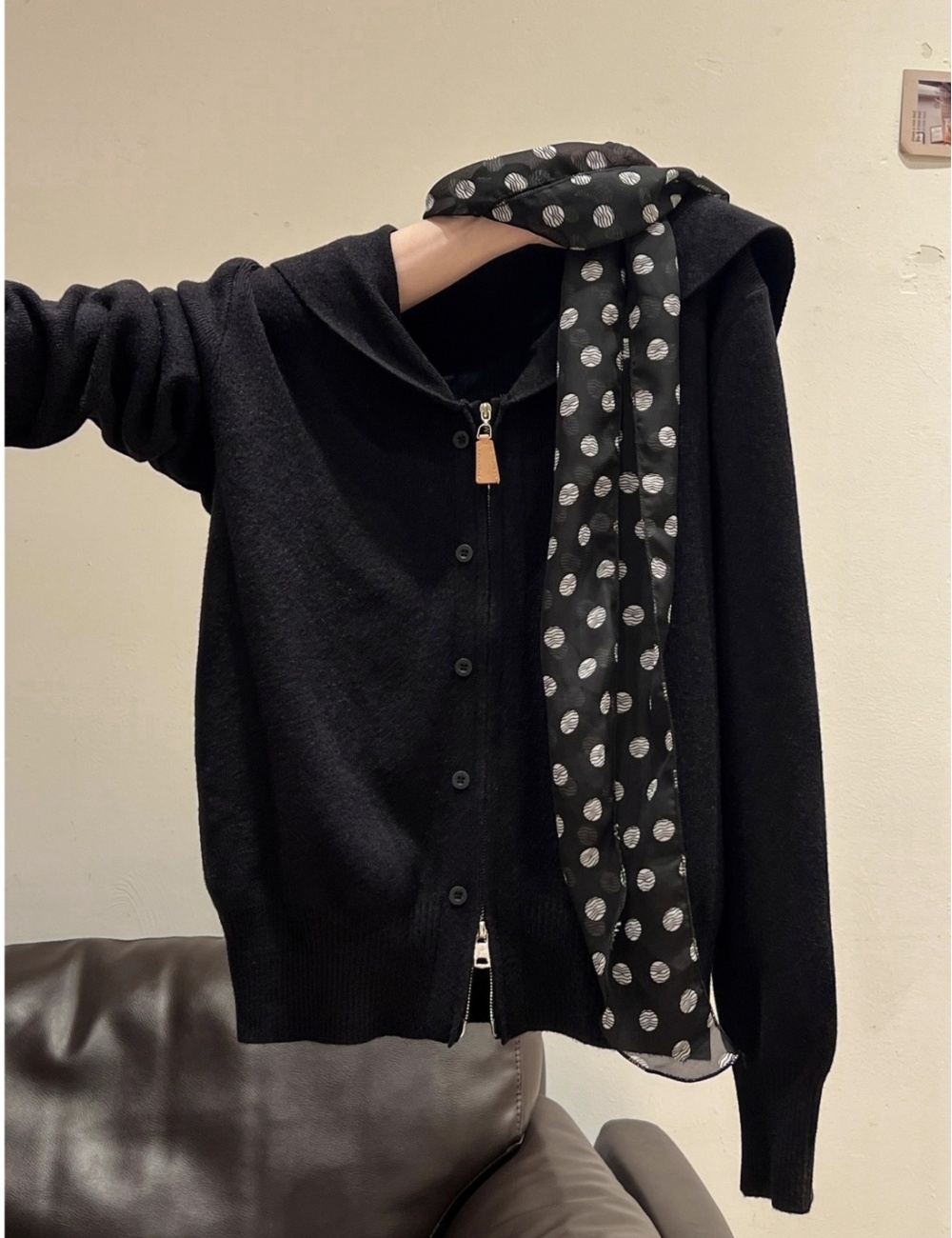 Lazy long sleeve knitted coat autumn and winter zip tops