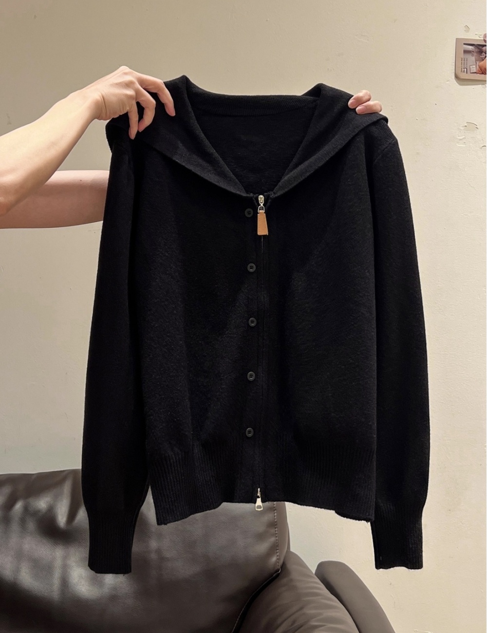 Lazy long sleeve knitted coat autumn and winter zip tops