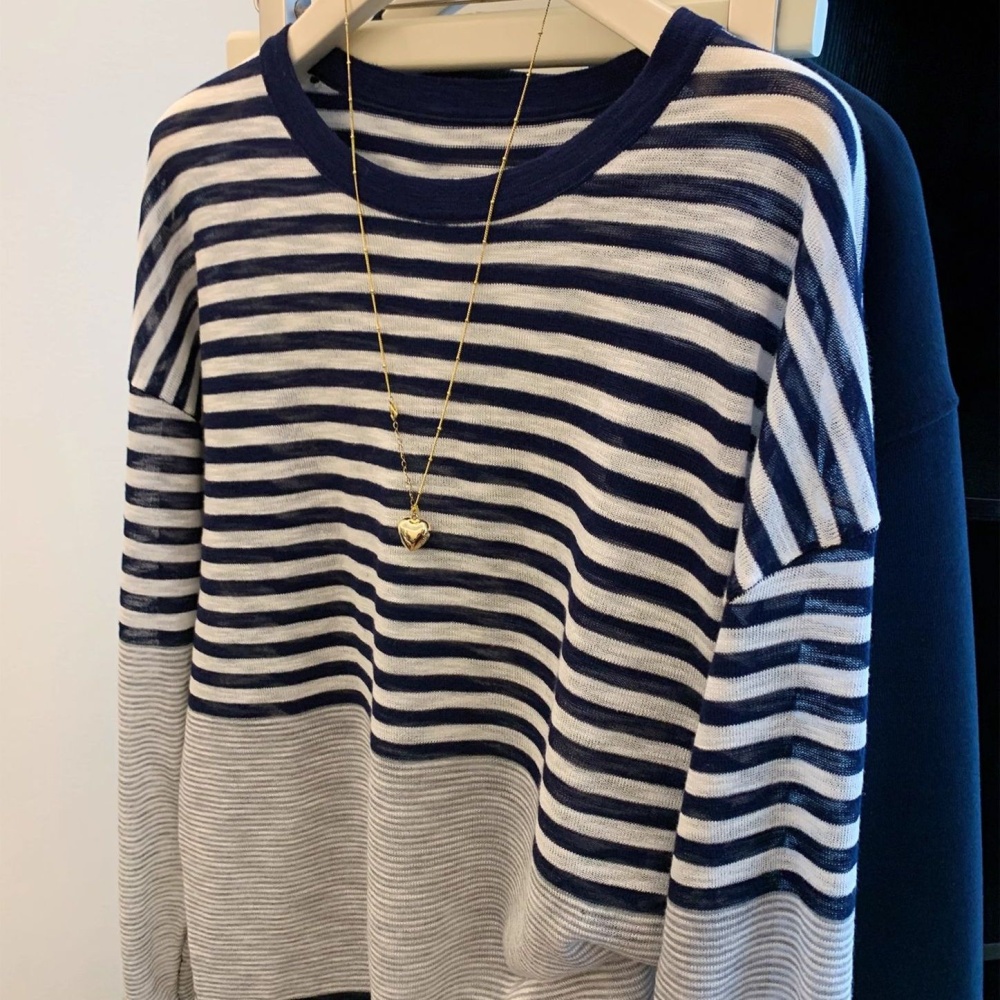Round neck pullover tops slim sweater for women