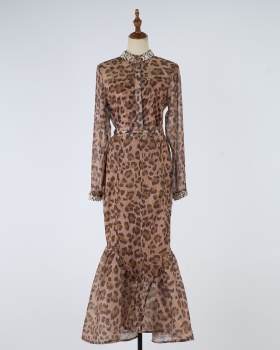 Cstand collar skirt autumn and winter shirt a set