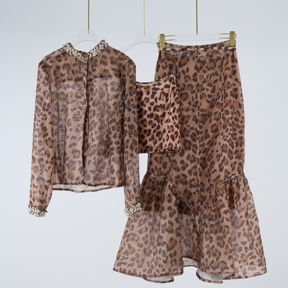 Cstand collar skirt autumn and winter shirt a set