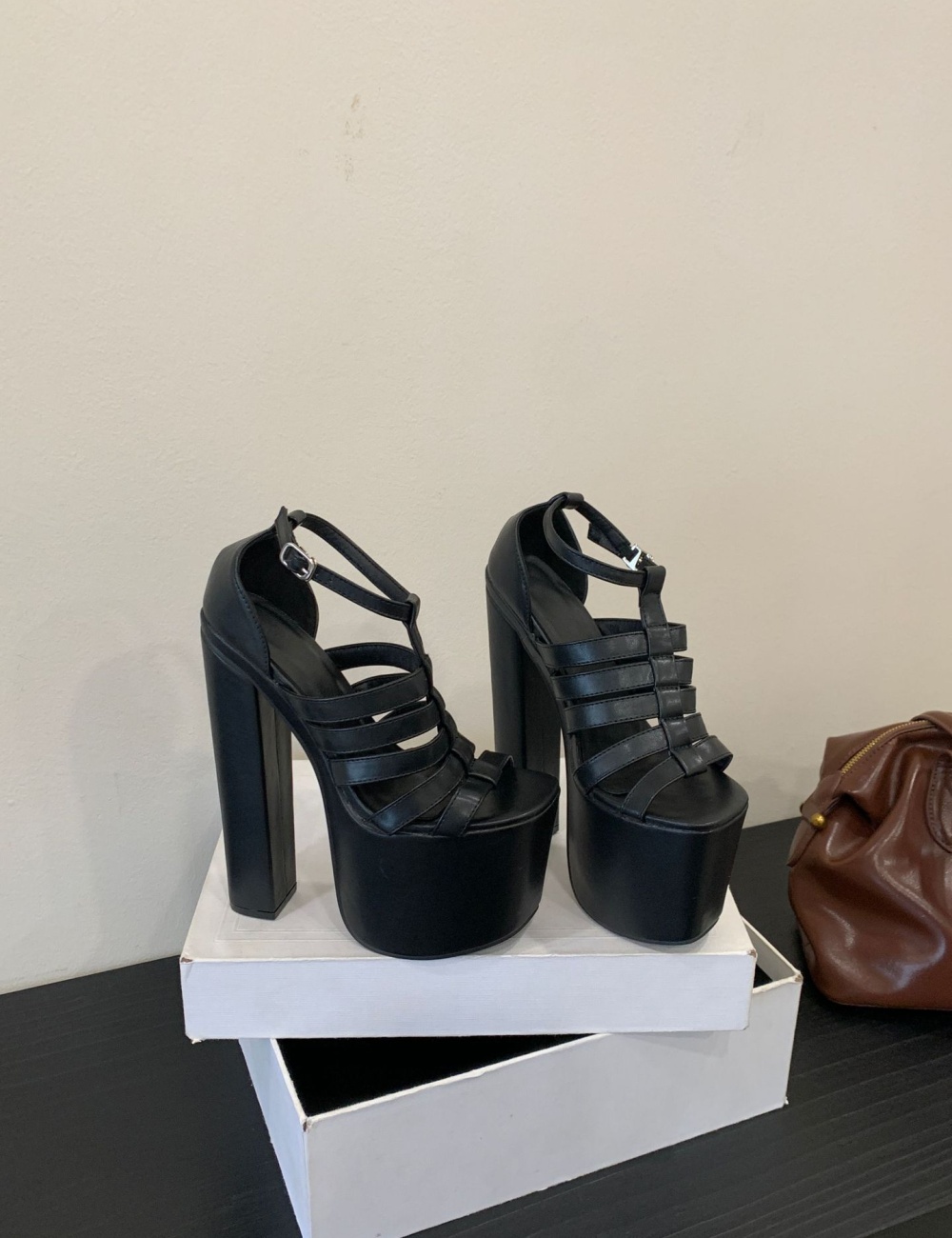 European style thick high-heeled shoes stage sandals for women