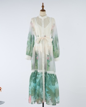 European style dress printing long dress