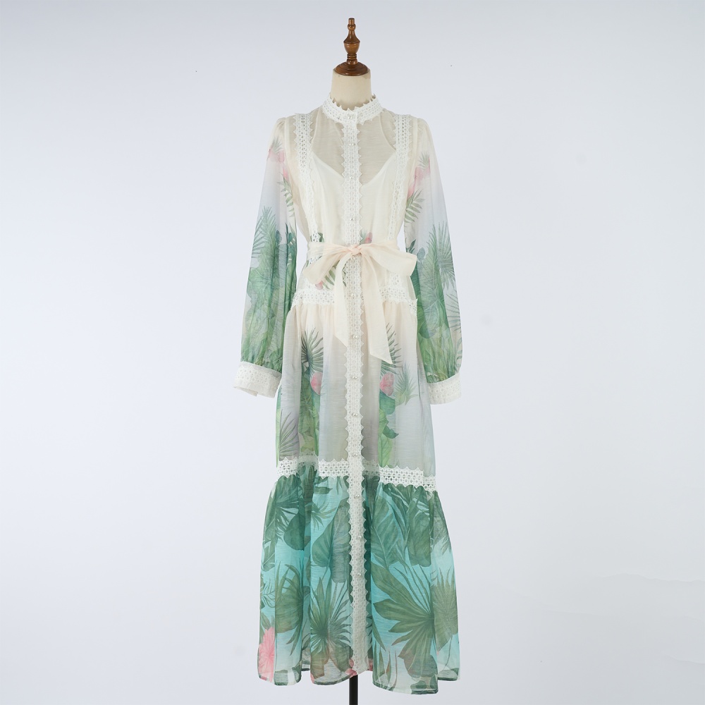 European style dress printing long dress