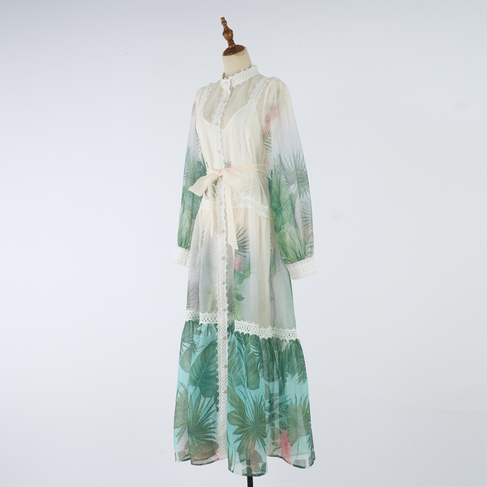 European style dress printing long dress