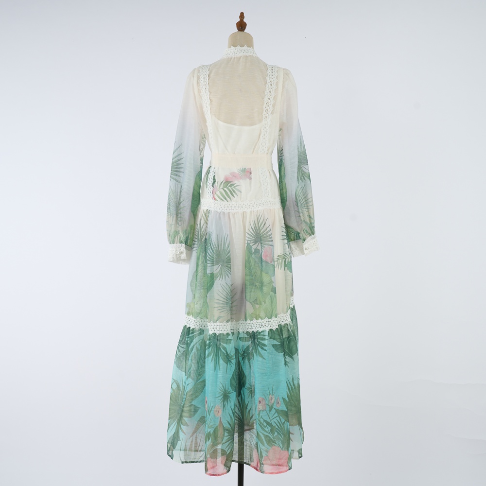 European style dress printing long dress