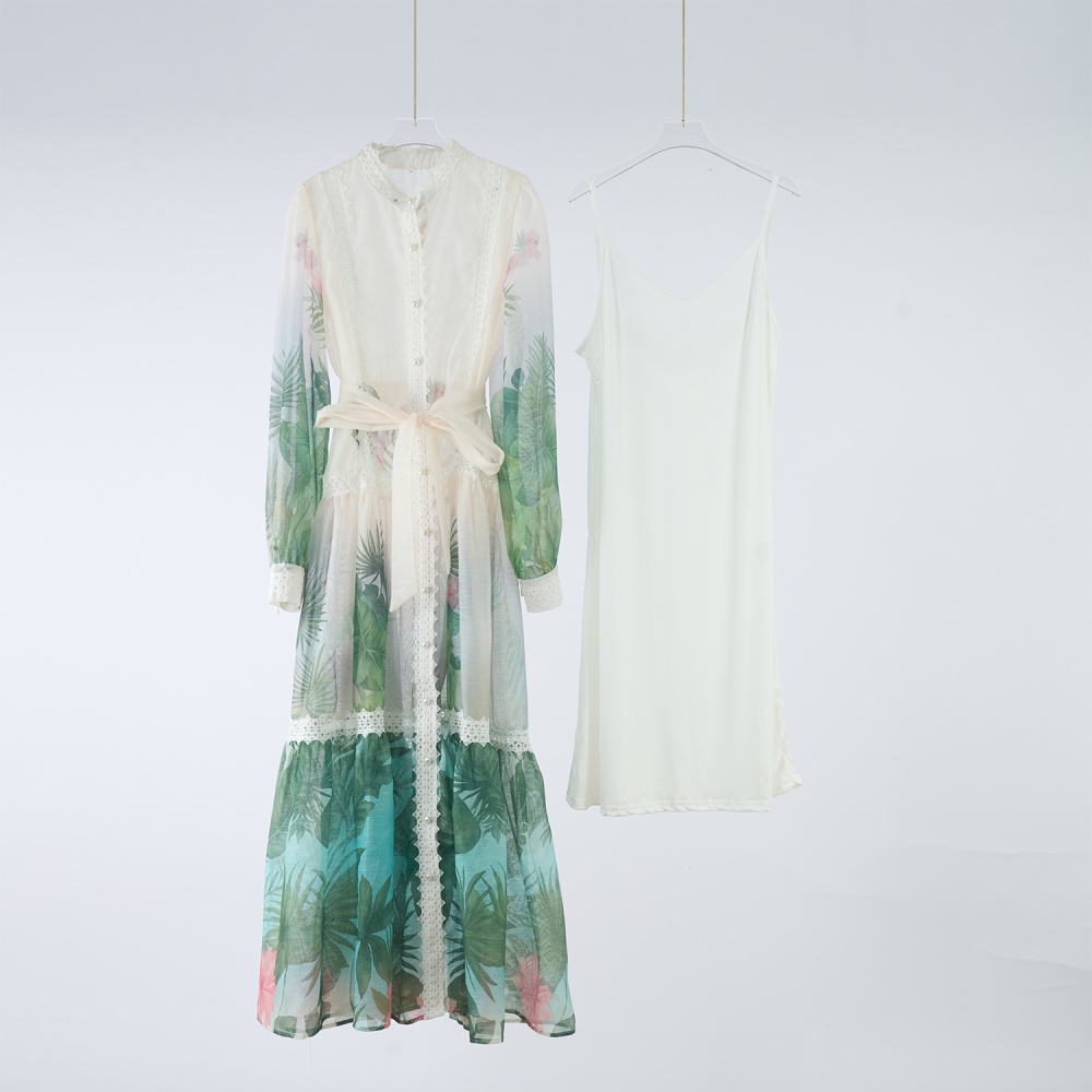 European style dress printing long dress