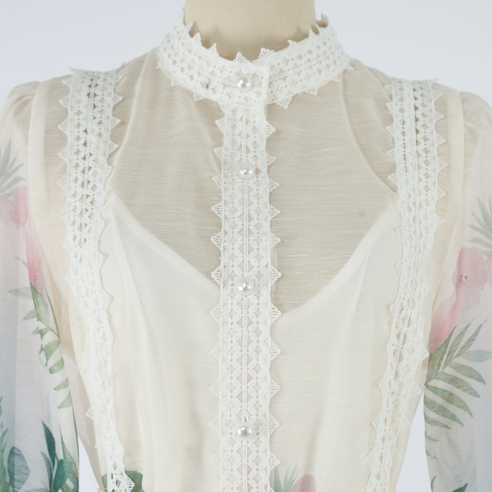 European style dress printing long dress