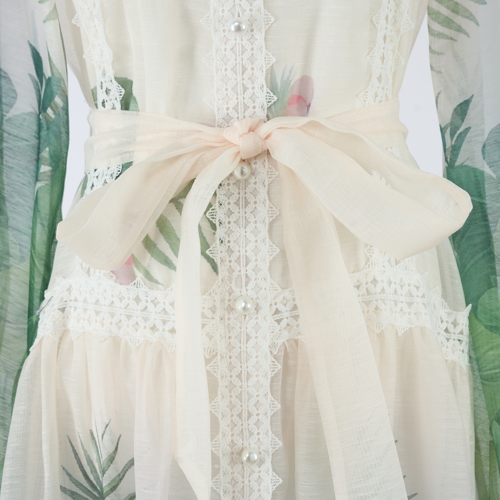 European style dress printing long dress