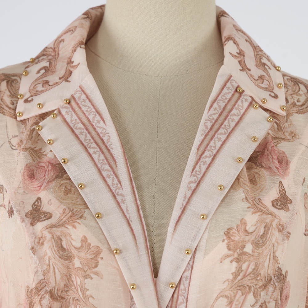 Cstand collar single-breasted temperament map elegant long dress