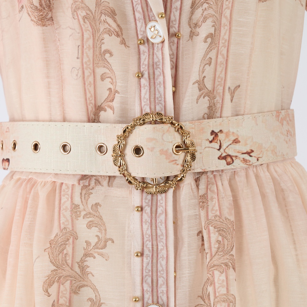 Cstand collar single-breasted temperament map elegant long dress
