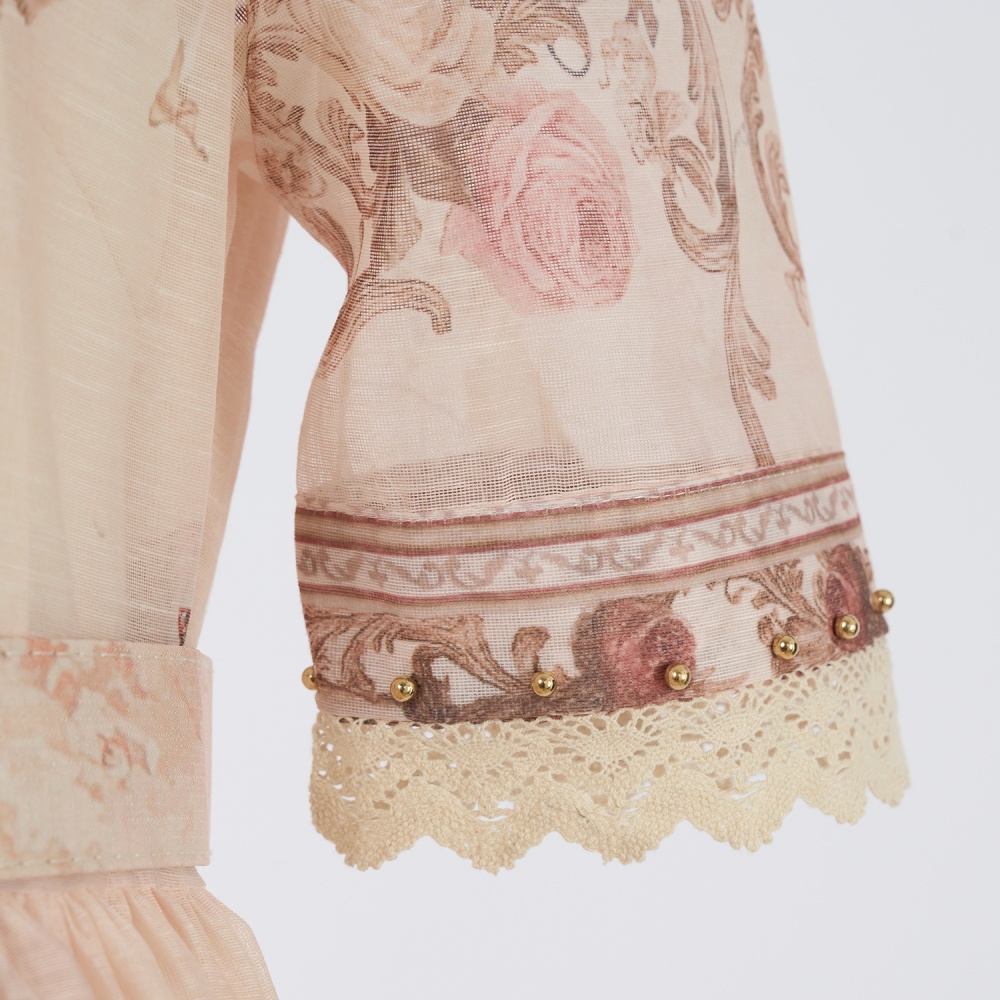 Cstand collar single-breasted temperament map elegant long dress
