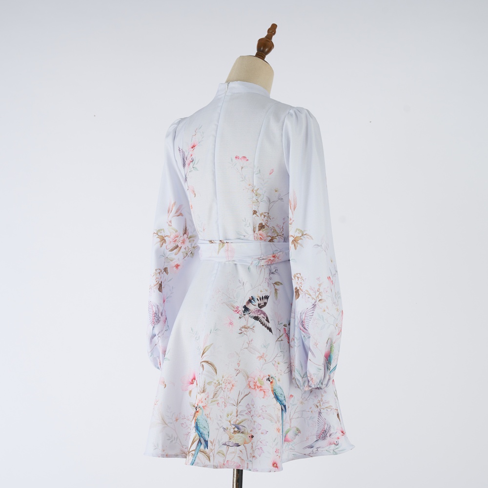 Long sleeve short autumn shirt colors pinched waist dress