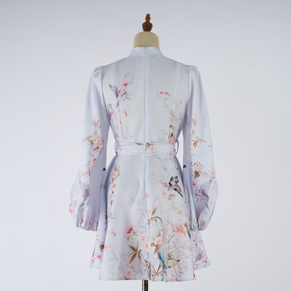Long sleeve short autumn shirt colors pinched waist dress