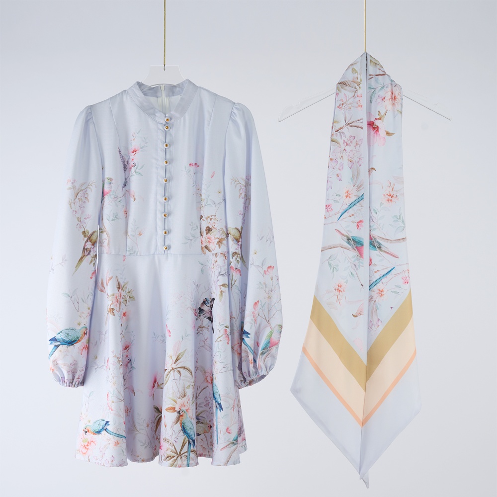 Long sleeve short autumn shirt colors pinched waist dress