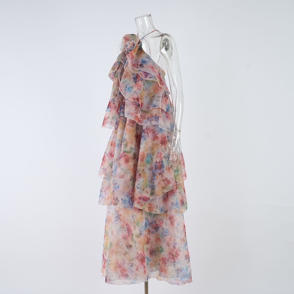 Printing summer long dress seaside dress for women